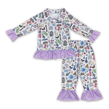 Load image into Gallery viewer, Mouse turtle rainbow lavender girls pajamas
