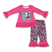 Load image into Gallery viewer, Be my valentine cow shirt leopard leggings girls clothes