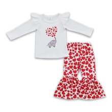 Load image into Gallery viewer, Elephant heaert shirt bell bottom pants girls Valentine's clothes