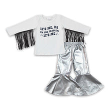 Load image into Gallery viewer, Problem tassels shirt silver leather pants girls clothing set