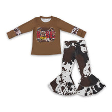 Load image into Gallery viewer, Highland cow babe shirt jeans girls western clothing set