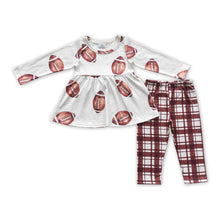 Load image into Gallery viewer, Football tunic brown plaid leggings girls clothes