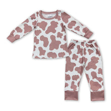 Load image into Gallery viewer, Cow print long sleeves baby kids pajamas set