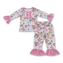 Load image into Gallery viewer, Pink long sleeves dogs gifts Happy birthday girls pajamas
