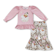Load image into Gallery viewer, Pink santa leopard pants kids girls Christmas clothes