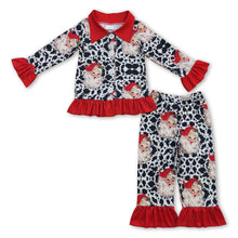 Load image into Gallery viewer, Cow santa long sleeves kids girls Christmas pajamas