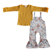 Load image into Gallery viewer, Mustard top floral jumpsuit kids girls fall clothes
