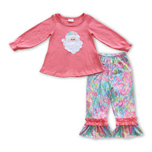 Load image into Gallery viewer, Santa tunic tie dye ruffle pants girls Christmas clothes