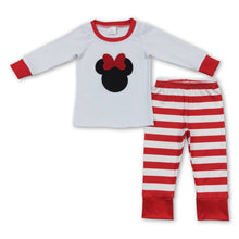 Load image into Gallery viewer, Mouse bow top stripe pants cute girls pajamas