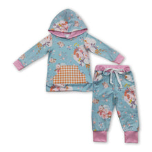 Load image into Gallery viewer, Floral plaid hoodie pants kids girls clothing set