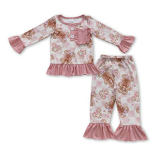 Load image into Gallery viewer, Candy mouse gingerbread baby girls Christmas pajamas