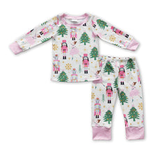 Load image into Gallery viewer, Pink Christmas tree polka dots ballet kids girls pajamas