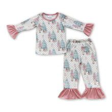 Load image into Gallery viewer, Pink polka dots Christmas tree ballet girls pajamas