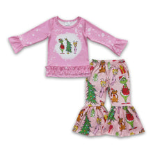 Load image into Gallery viewer, Pink bleached shirt green face kids girls clothing