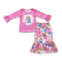 Load image into Gallery viewer, Pink bleached princess game girls clothing set