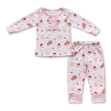 Load image into Gallery viewer, Pink cookie santa milk girls Christmas pajamas
