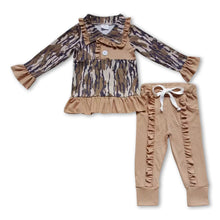 Load image into Gallery viewer, Camo ruffle pullover pants kids girls clothing set