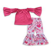 Load image into Gallery viewer, Hot pink top leopard pants party girls clothing set