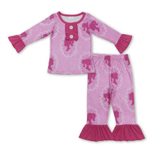 Load image into Gallery viewer, Long sleeves pink party girls pajamas
