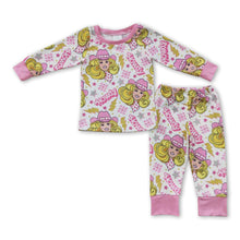 Load image into Gallery viewer, Howdy pink long sleeves party girls pajamas