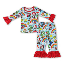 Load image into Gallery viewer, Rainbow long sleeves game girls pajamas