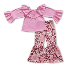 Load image into Gallery viewer, Pink top leopard gingerbread santa girls Christmas outfits