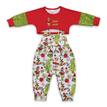 Load image into Gallery viewer, Green face Christmas tree gift jumpsuit top girls outfits