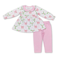 Load image into Gallery viewer, Pink bow tunic leggings girls Christmas outfits