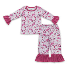 Load image into Gallery viewer, Hot pink pocket party girls pajamas