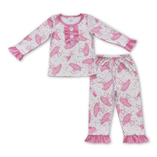 Load image into Gallery viewer, Pink dance ruffle long sleeves girls pajamas