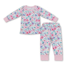 Load image into Gallery viewer, Pink floral long sleeves baby girls pajamas