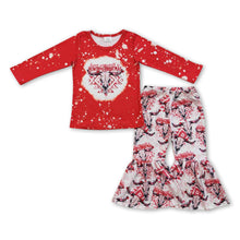 Load image into Gallery viewer, Howdy Christmas bull skull bleached top pants girls outfits