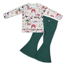 Load image into Gallery viewer, Long sleeves farm shirt green jeans girls clothes