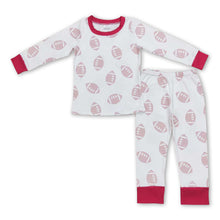 Load image into Gallery viewer, Football maroon long sleeves kids girls pajamas