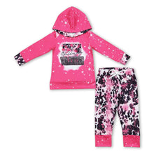 Load image into Gallery viewer, Hot pink bull skull hoodie pants kids girls western outfits