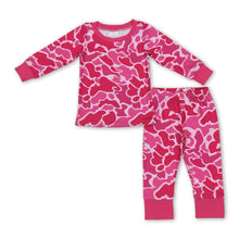 Load image into Gallery viewer, Hot pink camo long sleeves kids girls pajamas