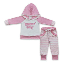 Load image into Gallery viewer, Mama's girl pink hoodie stripe pants baby kids outfits