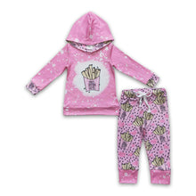 Load image into Gallery viewer, Pink heart fries hoodie pants girls Valentine's day outfits