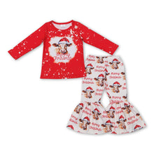 Load image into Gallery viewer, Merry Christmas cow bleached top pants girls outfits