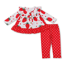 Load image into Gallery viewer, Strawberry heart tunic polka dots leggings girls clothes