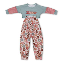 Load image into Gallery viewer, Donut top sleeveless jumpsuit girls valentine's clothes