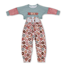 Load image into Gallery viewer, Donut top sleeveless jumpsuit girls valentine's clothes