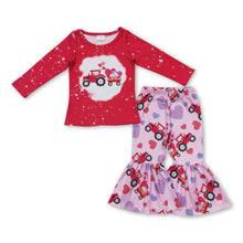 Load image into Gallery viewer, Heart truck bleached top pants girls valentine's outfits