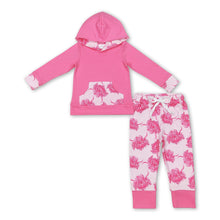 Load image into Gallery viewer, Pink highland cow hoodie pants kids girls clothes