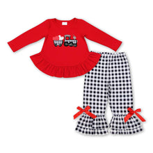 Load image into Gallery viewer, Red plaid truck heart tunic pants girls Valentine's outfits