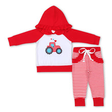 Load image into Gallery viewer, Heart truck hoodie stripe pocket pants girls Valentine's set