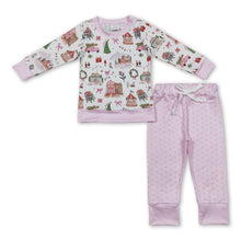 Load image into Gallery viewer, Pink gift top polka dots pants girls Christmas outfits