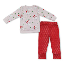 Load image into Gallery viewer, Pink santa red polka dots pants girls Christmas outfits
