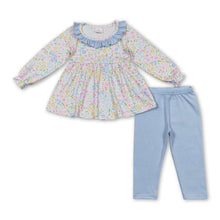 Load image into Gallery viewer, Long sleeves floral tunic leggings girls clothing set