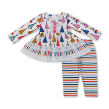 Load image into Gallery viewer, Christmas tree ruffle tunic stripe leggings girls clothing